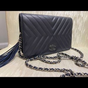 CHANEL DIAGONAL CHEVRON WOC WITH TASSEL